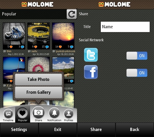 Molome: una app para editar y compartir fotos en Symbian