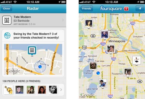 Foursquare 4.0 para ios 5 se actualiza e incluye función radar