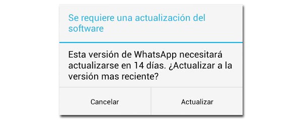Actualización inexistente de WhatsApp