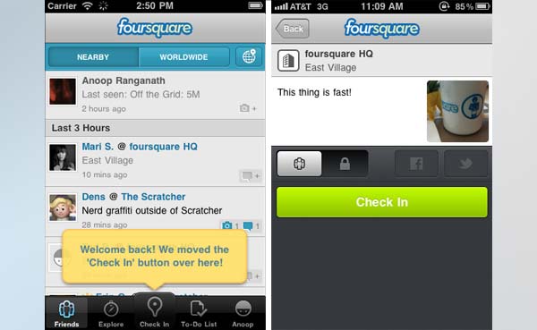 Foursquare, alcanza los 10 millones de usuarios y lanza una nueva actualización para iPhone 1