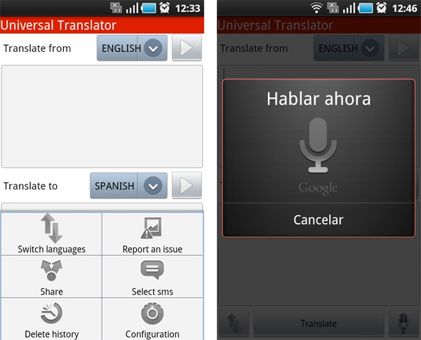 Traductor Universal, un traductor de bolsillo con 49 idiomas para móviles Android 2