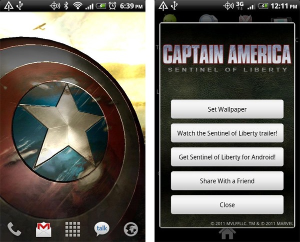 Captain America Live Wallpaper, pon el escudo del Capitán America en el escritorio de tu Android 2