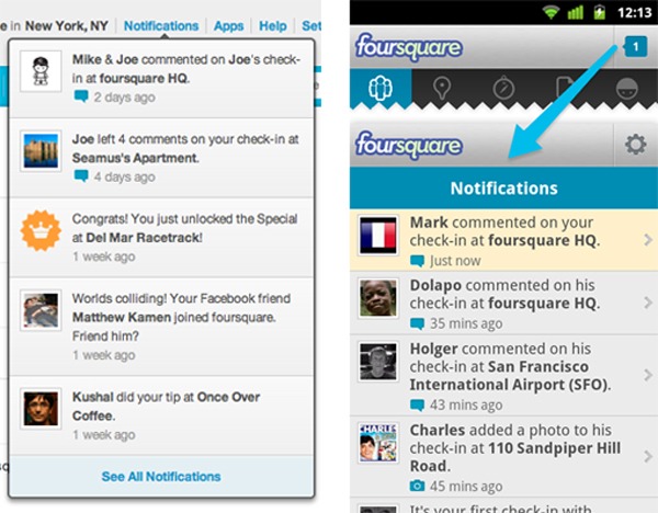 Foursquare, nueva actualización con nuevo botón para usuarios de móviles Android 2