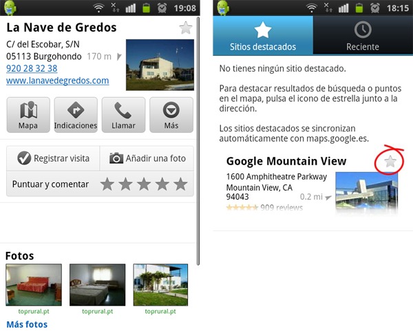 Google Maps 5.8.0, Google añade el botón Mis sitios a su aplicación Google Maps 2