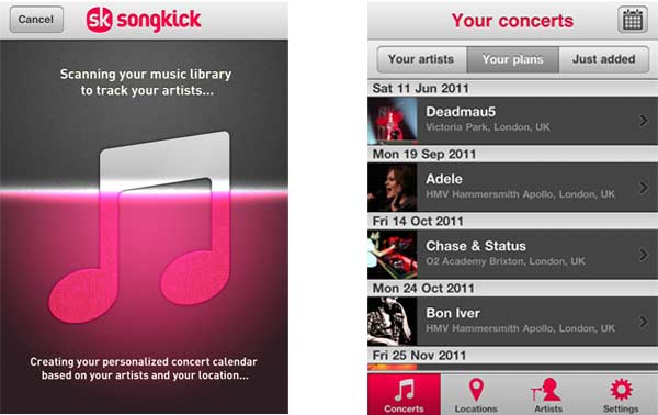 Songkick Concerts, crea una agenda personalizada de conciertos 1