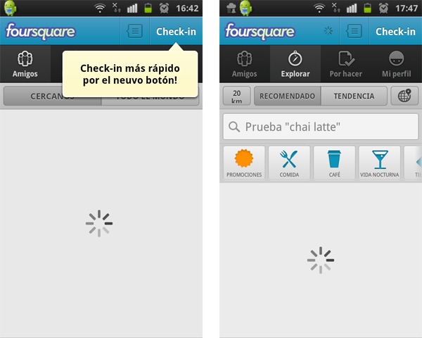 Foursquare, se actualiza para móviles Android 2