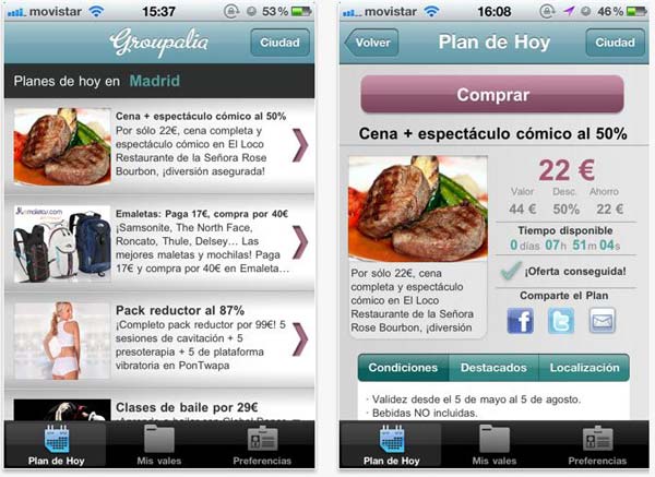 Todos los cupones de Groupalia a un solo click en tu iPhone 1