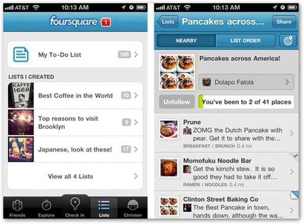 Foursquare 3.5, crea, comparte y utiliza listas de lugares 2