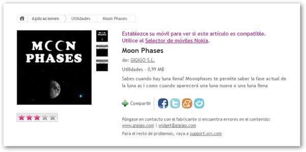 Moon Phases, el estado de la luna en tu móvil Nokia 2
