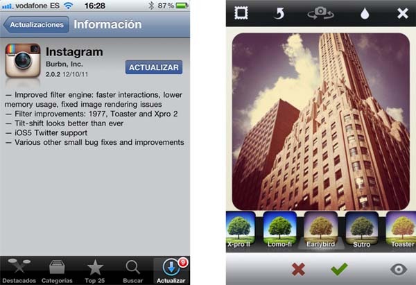 Instagram 2.0.2, ahora también compatible con iOS 5 2