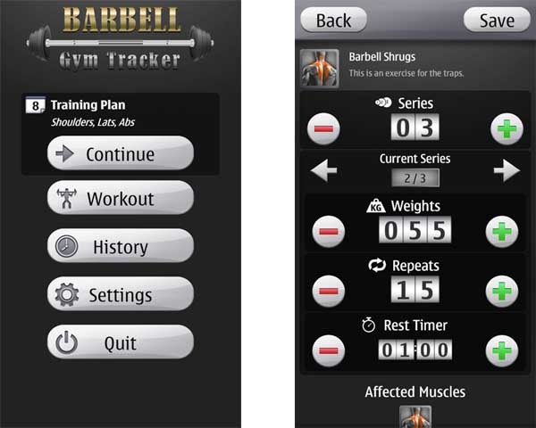 barbell gym tracker Nokia
