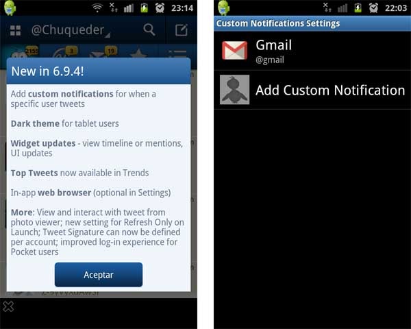 tweetcaster notificaciones personalizadas