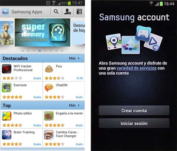 cuenta samsung apps