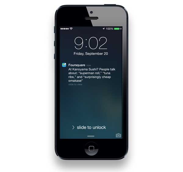 foursquare notificaciones iphone