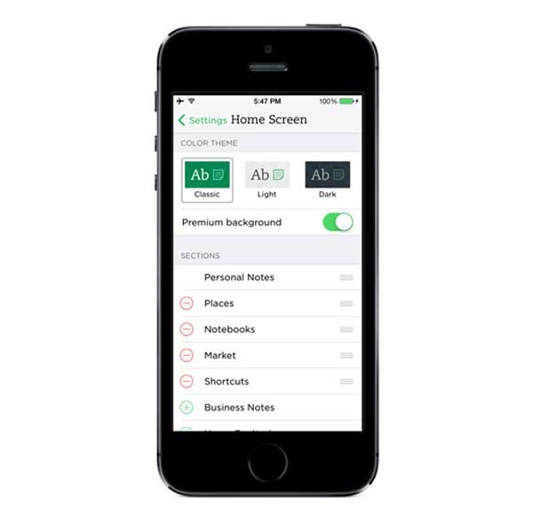 Evernote, ahora más rápido y personalizable en iPhone y iPad