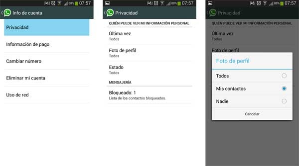 whatsapp android privacidad