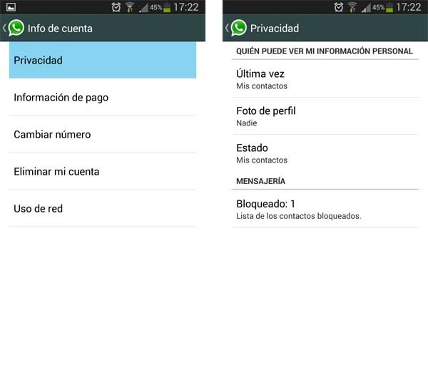 whatsapp privacidad android
