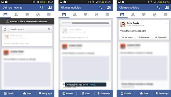 facebook publicar sin internet