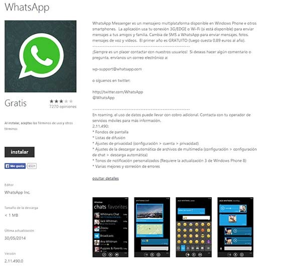 whatsapp vuelve windows phone