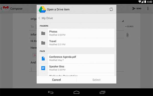 gmail adjuntar google drive