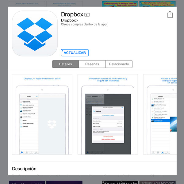 Dropbox iOS actualizacion