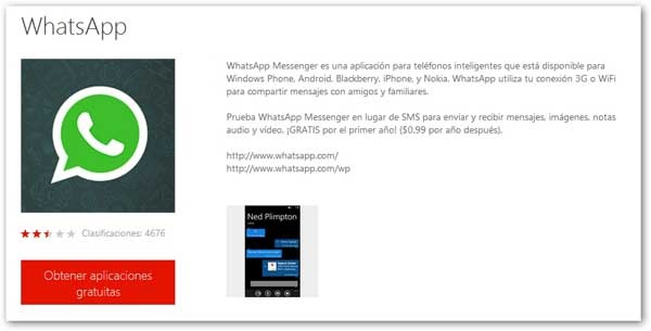 whatsapp solución windows phone