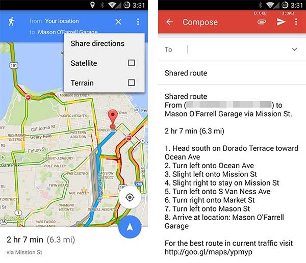 google maps compartir indicaciones