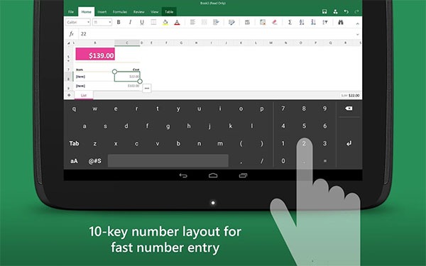 keyboard for excel