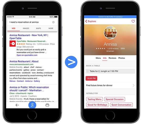 google indexar apps ios
