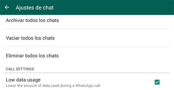 reducir datos llamadas de whatsapp