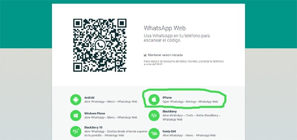 WhatsApp Web en el iPhone