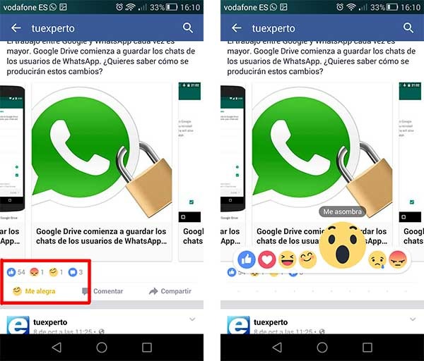 facebook reacciones