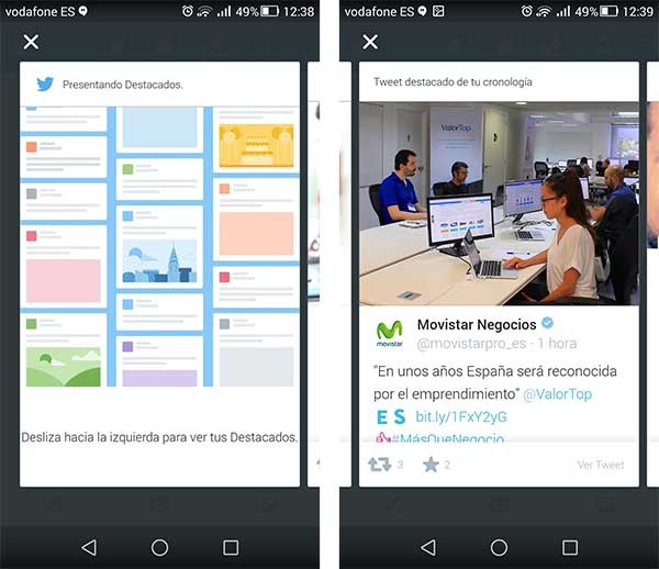twitter notificaciones destacados