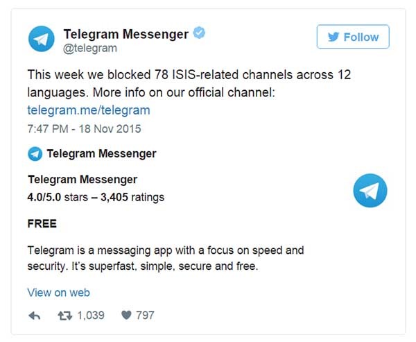 Telegram bloquea a Estado Islámico