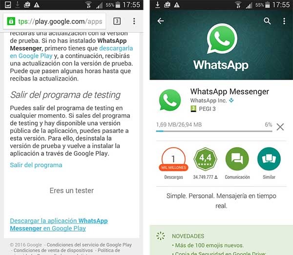 whatsapp betatester android