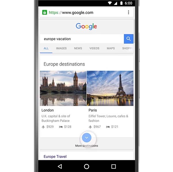 google destinations