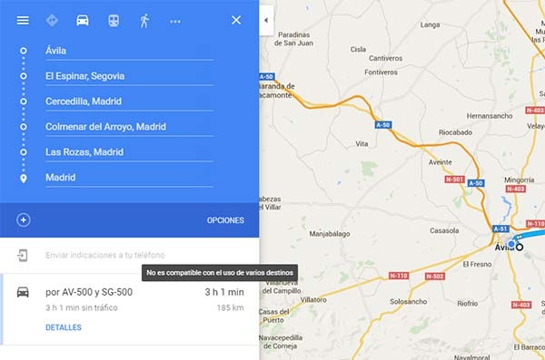 google maps varias paradas