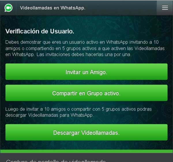 whatsapp activar videollamadas timo