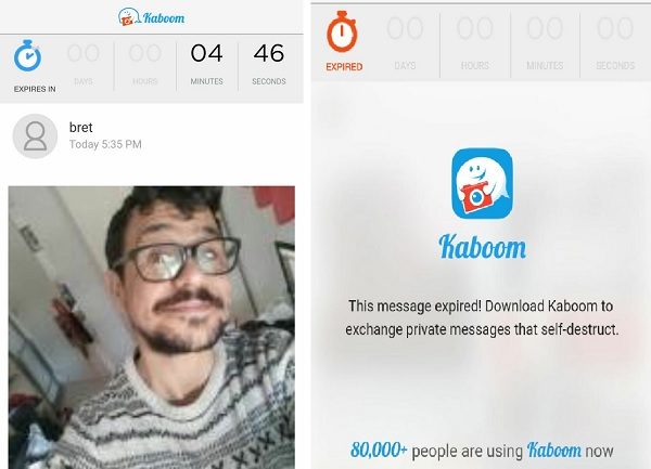Kaboom, otra app de mensajes y fotos que se autodestruyen 3