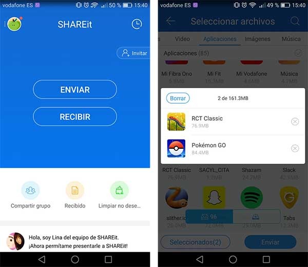 ejemplo de enví­o de juegos