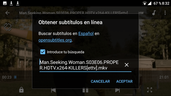 Buscar subtí­tulos MX Player