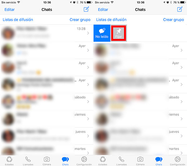 como fijar chats de WhatsApp en iPhone fijar