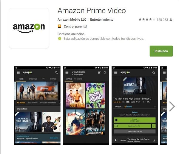 La aplicación de Amazon Prime Video, disponible en la Play Store 1