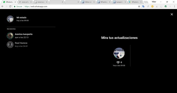 Estados de WhatsApp Web
