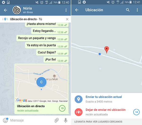 telegram ubicación en tiempo real