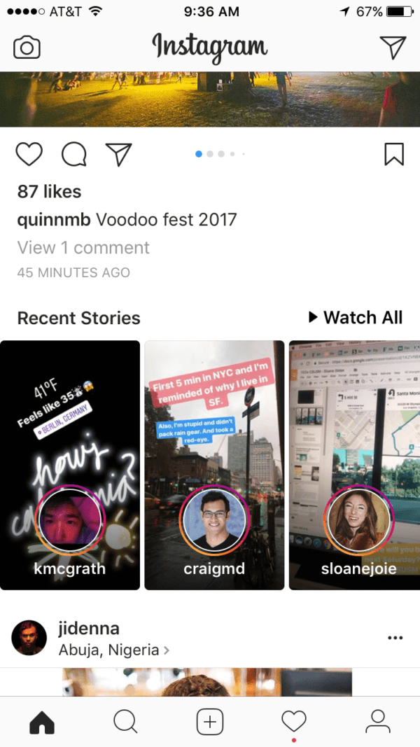 Vista previa Instagram Stories
