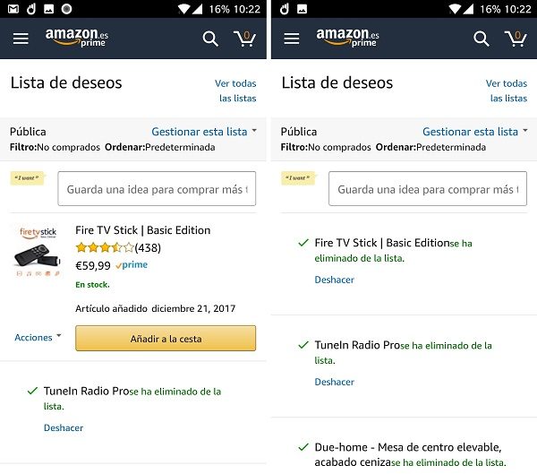 configurar listsa deseos amazon