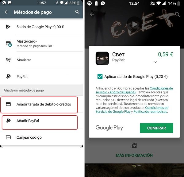 Cómo añadir una tarjeta de crédito o cuenta PayPal en Google Play Store 1