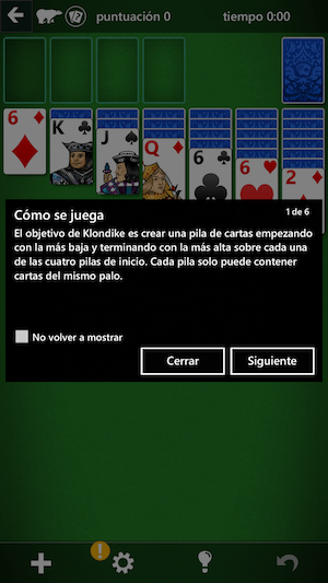 solitario windows android instrucciones
