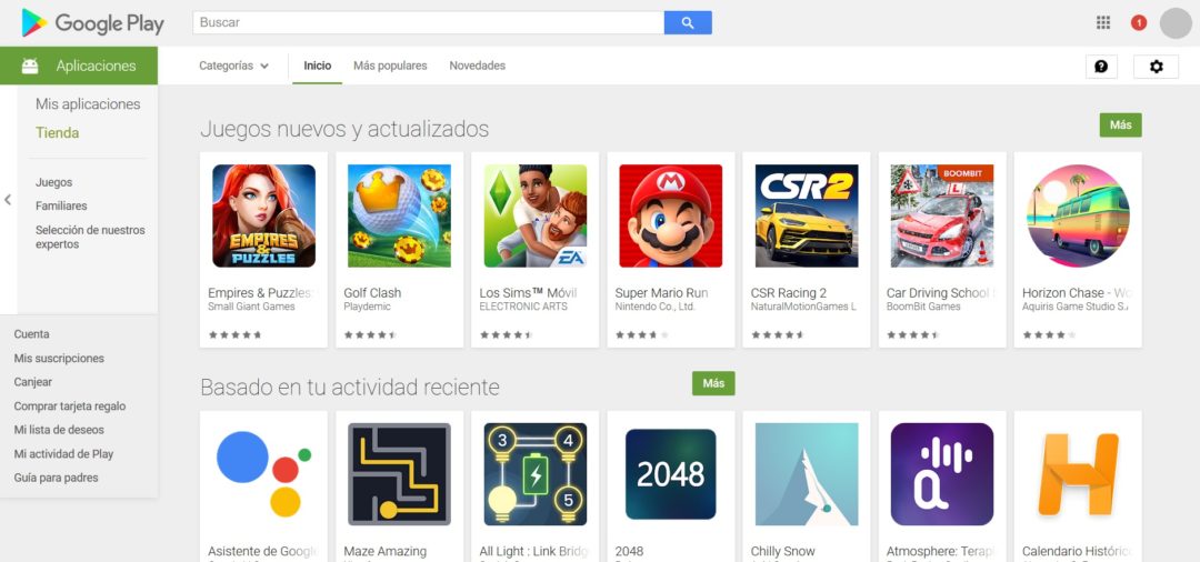 Este es el nuevo aspecto de Google Play Store desde el ordenador